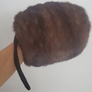 Vintage Mink Fur Hand Muff Wristlet Wallet